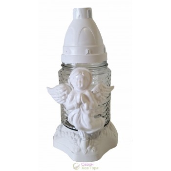 Лампадка стеклянная на 18 часов "Ангел белый"  